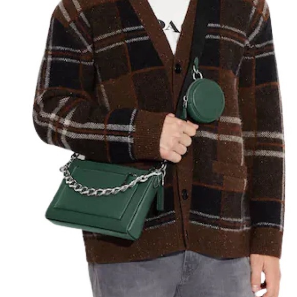 Coach Holden Crossbody Leather with Chain - Everglade/Silver - Picture 7 of 8